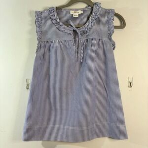 Vineyard‎ Vines Dress Striped Ruffle Sleeveless Tie Neck Cotton Kids Size S